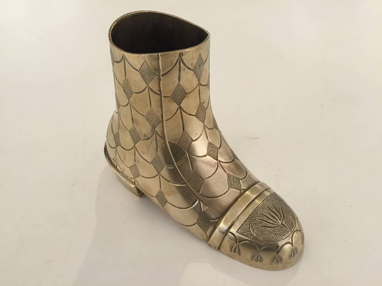 Indian Brass Boot Shaped Vase