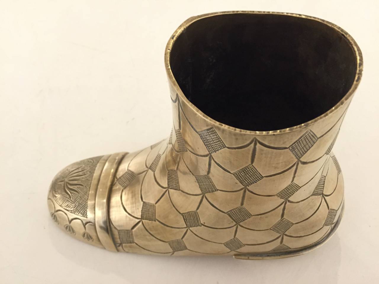 Brass Boot Shaped Vase In Excellent Condition In New York, NY