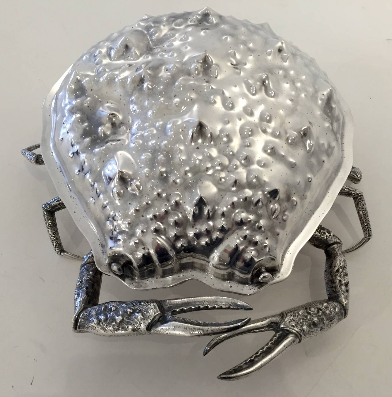 Huge Italian Silver Plate Crab Lidded Box In Good Condition In New York, NY