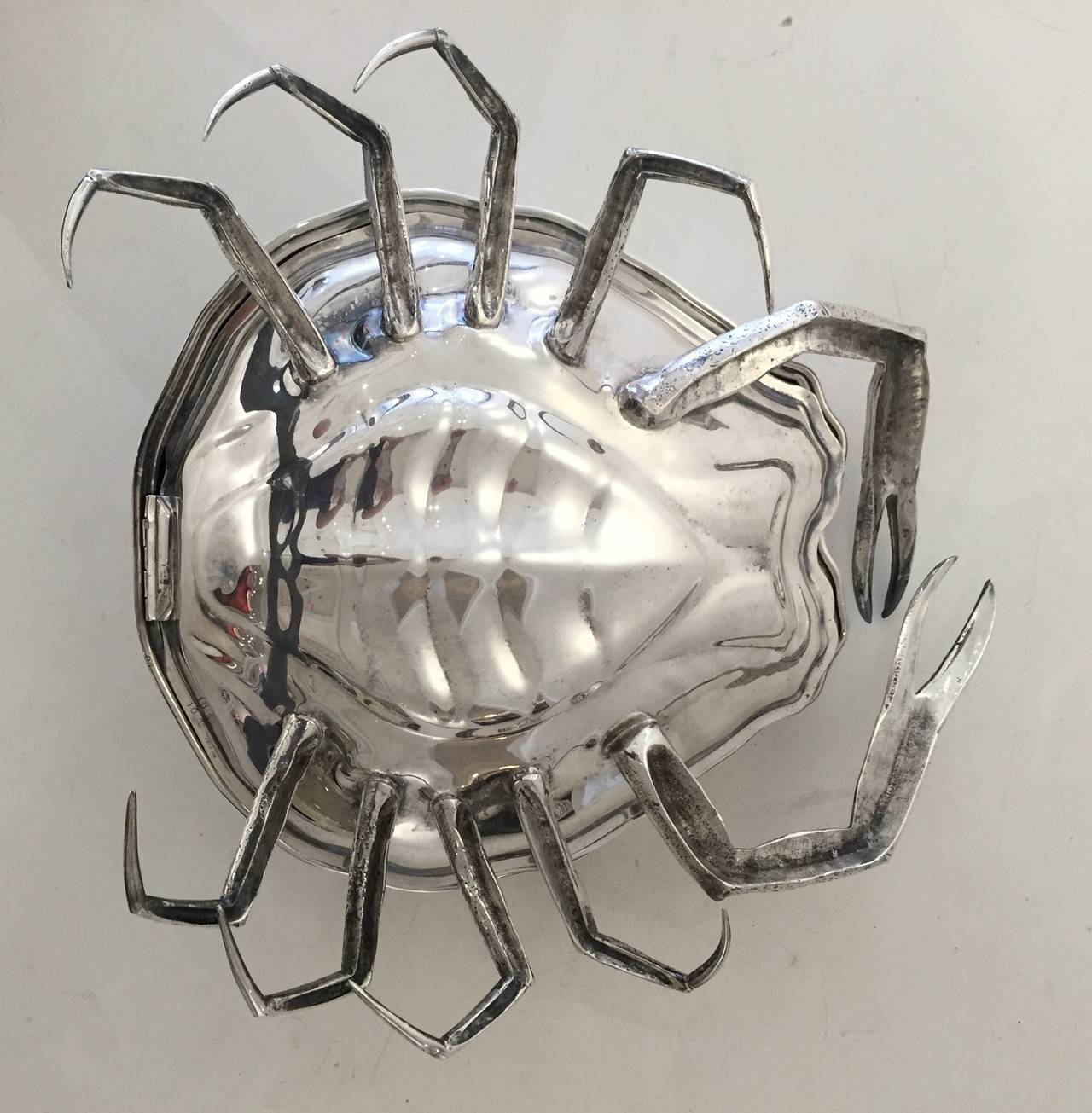 Huge Italian Silver Plate Crab Lidded Box 3