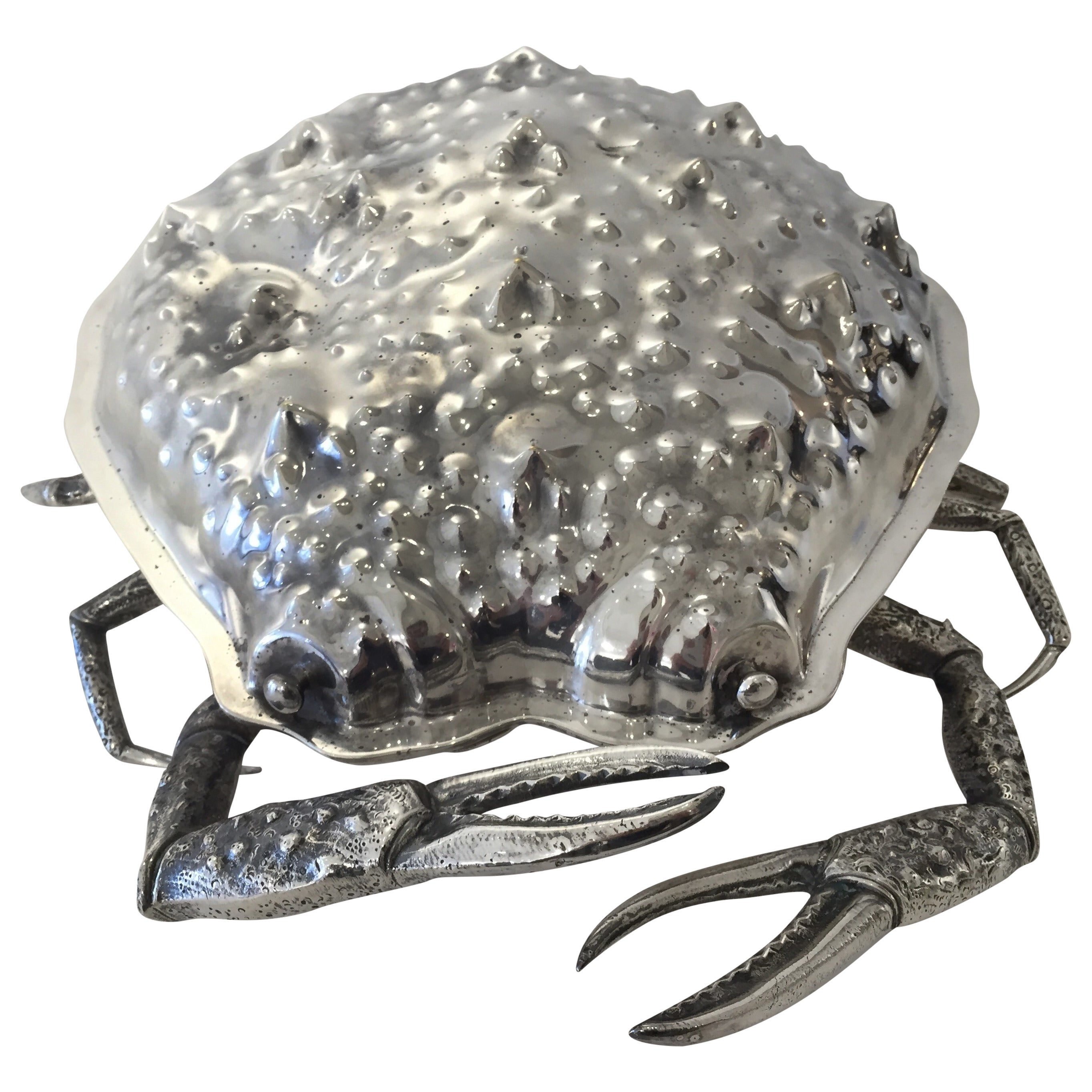 Huge Italian Silver Plate Crab Lidded Box