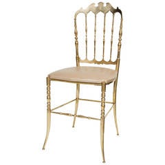 Brass Chiavari Chair with Gold Leather Seat