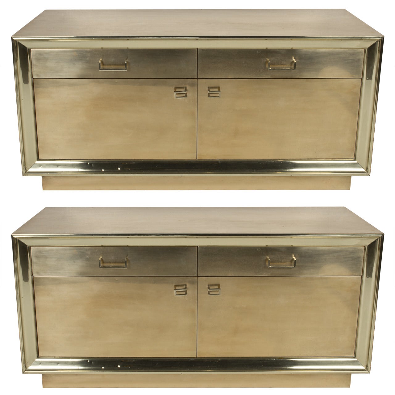Pair Brass Low Cabinets