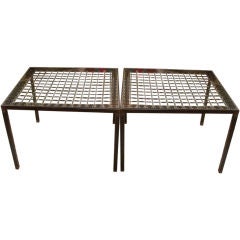 Iron Tables with 19thC Wrought Iron Grille Tops