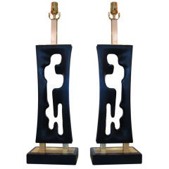 Ebonized Mahogany Lamps by Paul Laszlo