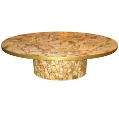 Onyx Oval Coffee Table with Brass Edge