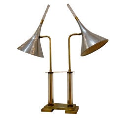 Italian Brass/Aluminum/Lucite Desk Lamp