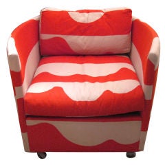 Oversized Milo Baughman Armchair in Original Op Art Fabric