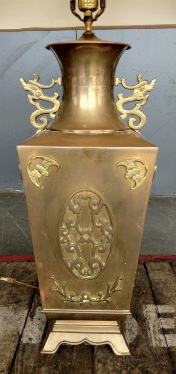 Hong Kong Pair Asian  Brass Lamps