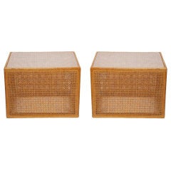Pair Caned Side Tables