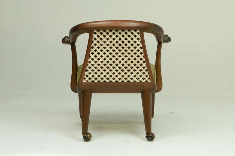 Mid-20th Century A Pair Of Lattice-Back Walnut Lounge Chairs By Monteverdi-Young For Sale