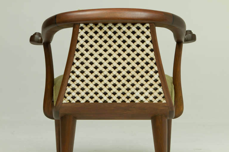 Upholstery A Pair Of Lattice-Back Walnut Lounge Chairs By Monteverdi-Young For Sale