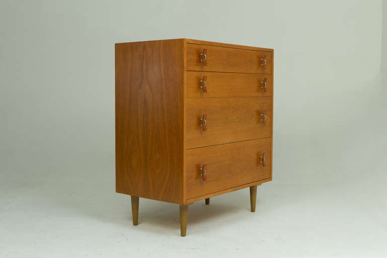 Mid-Century Modern 4 Drawer Walnut Dresser By Stanley Young For Glenn Of California