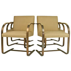 Vintage Set of Six Bronze "Brno" chairs by Ludwig Mies van der Rohe