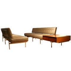 Pare of Rare Florence Knoll Leather Sofas