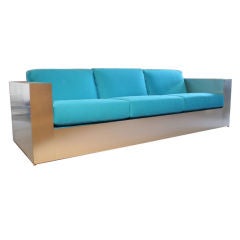 Blue Chrome Couch by Milo Baughman