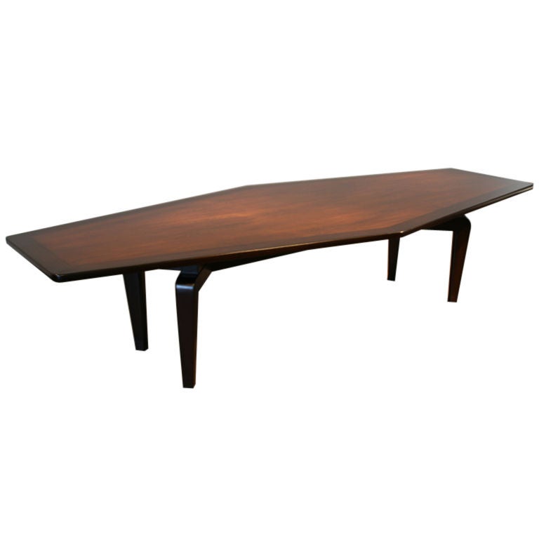 Large Walnut Monteverdi Young Dining Table With Sculptural Legs For Sale