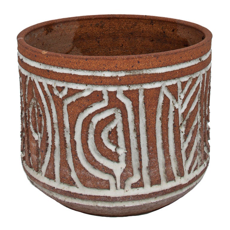 Stoneware and white glazed Planter by Raul Coronel