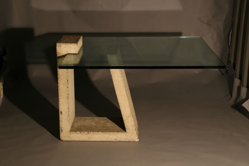 American A rare concrete and glass dining table by Alwy Visschedyk For Sale