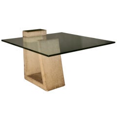 A rare concrete and glass dining table by Alwy Visschedyk