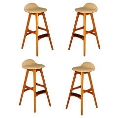 Set of 4 teak and rosewood bar stools by Erik Buck