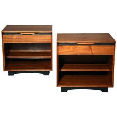 Pair of Single Drawer Walnut Night Stands by John Kapel