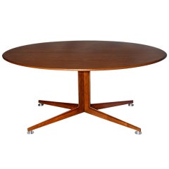 Walnut oval desk or table by Edward Wormley for Dunbar