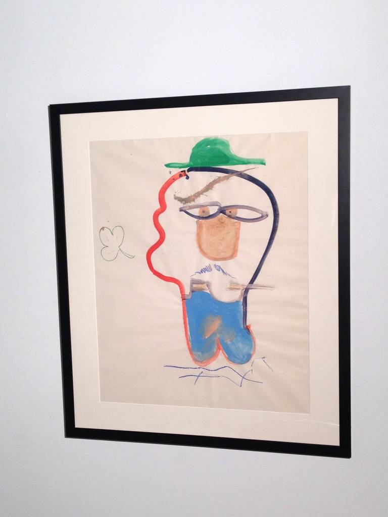 Untitled Acrylic, Graphite and Crayon on Paper by Phillip Hefferton, framed