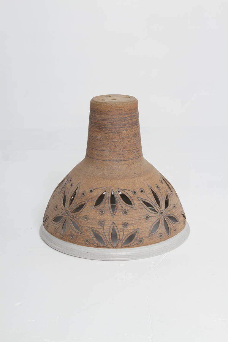 Stoneware Ceramic Hanging Light Piercing and Glazing, Victoria Littlejohn, 1978
