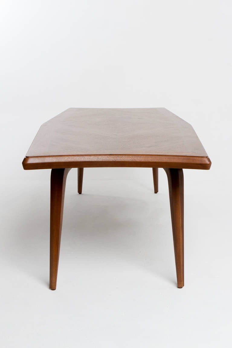 Walnut, Diamond-Shaped Table by Monteverdi-Young In Excellent Condition For Sale In West Hollywood, CA