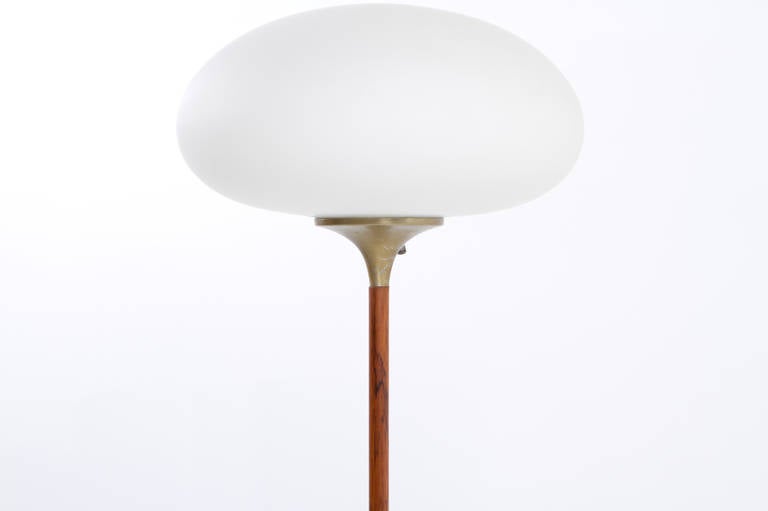 Rosewood Stem Mushroom Shade Floor Lamp by Laurel Lighting In Good Condition For Sale In West Hollywood, CA