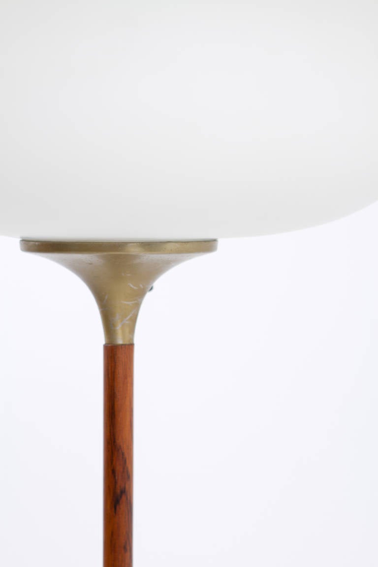 Mid-20th Century Rosewood Stem Mushroom Shade Floor Lamp by Laurel Lighting For Sale