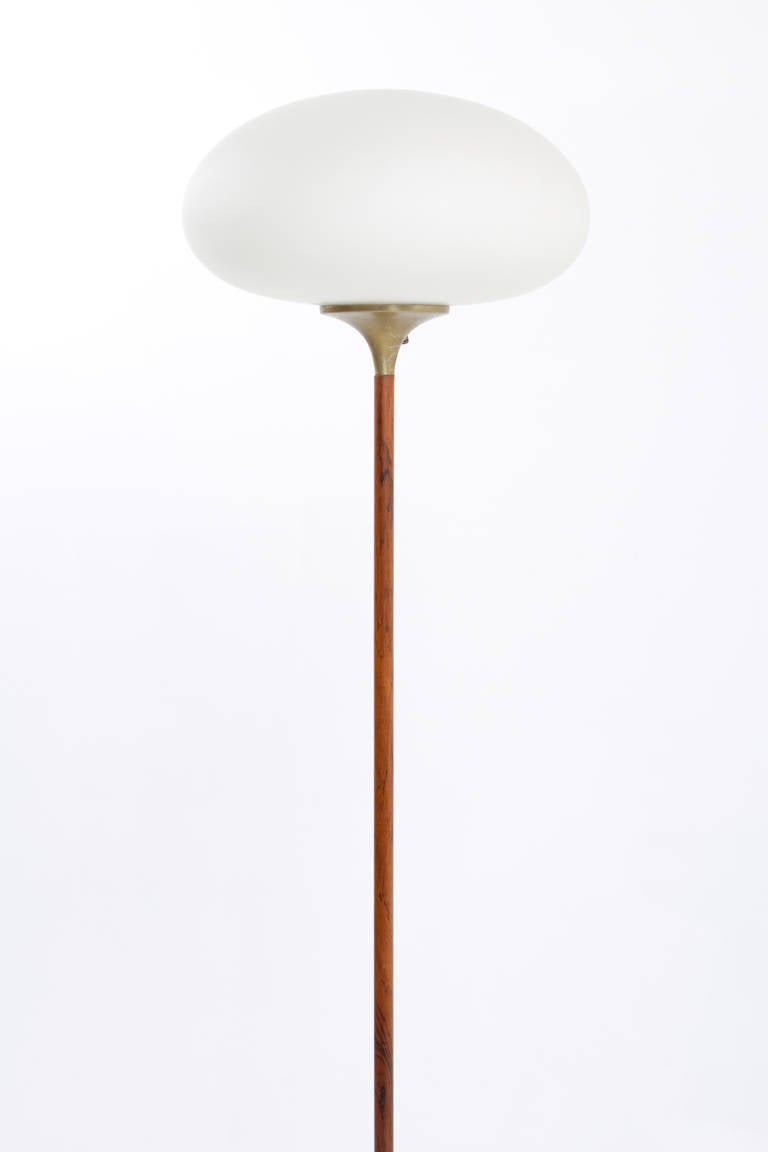 Rosewood Stem Mushroom Shade Floor Lamp by Laurel Lighting For Sale 1