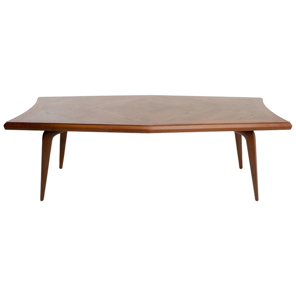 Walnut, Diamond-Shaped Table by Monteverdi-Young For Sale