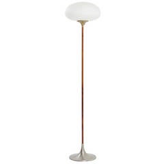 Retro Rosewood Stem Mushroom Shade Floor Lamp by Laurel Lighting