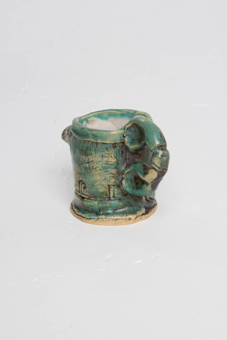 Small ceramic mug with green-blue glaze by Erik Gronborg In Excellent Condition For Sale In West Hollywood, CA