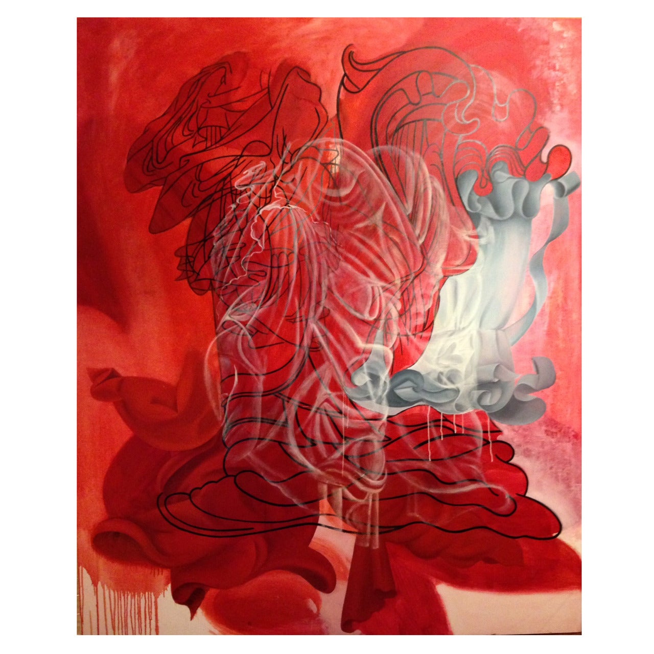 "Cascade, " Oil on Canvas by Emily Cheng, 1998 For Sale