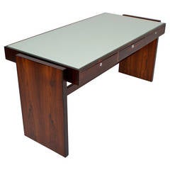 Joaquim Tenreiro desk in jacaranda and reverse painted glass, ca. 1960's