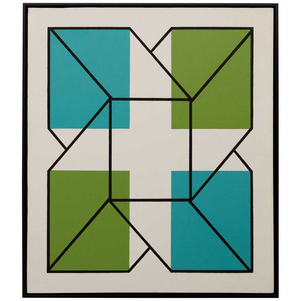 Geometric Acrylic on Canvas by Jules Engel