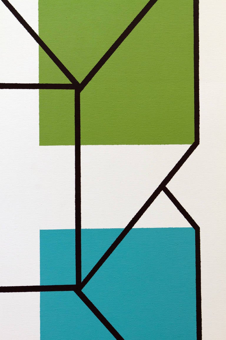 Geometric Acrylic on Canvas by Jules Engel In Excellent Condition In West Hollywood, CA