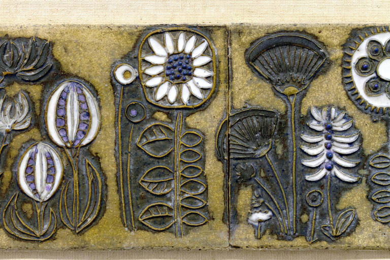 Glazed Framed Ceramic Wall Plaque by Victoria Littlejohn, circa Late 1960s For Sale