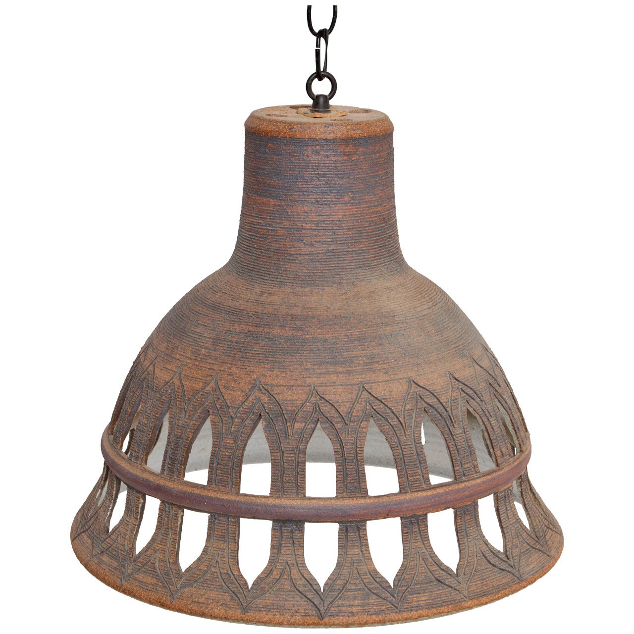 Pierced Stoneware Ceramic Hanging Light by Victoria Littlejohn, 1978 For Sale