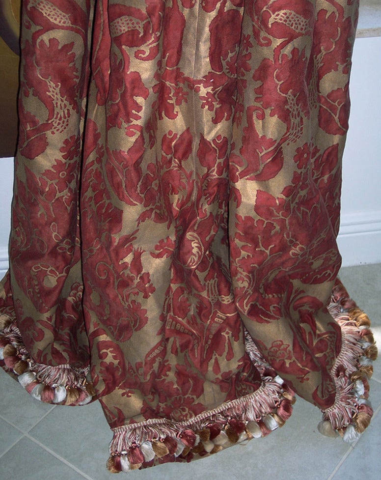 Pair of exquisite Fortuny curtains.