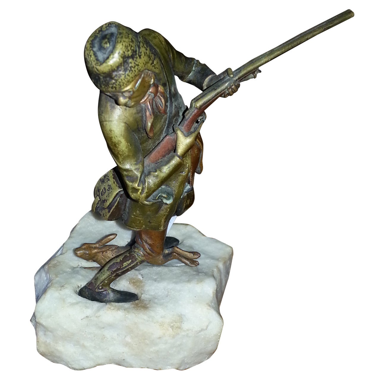 Viennese bronze, hunter with hare For Sale