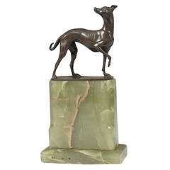 Greyhound Bronze Figure on an Onyx Base