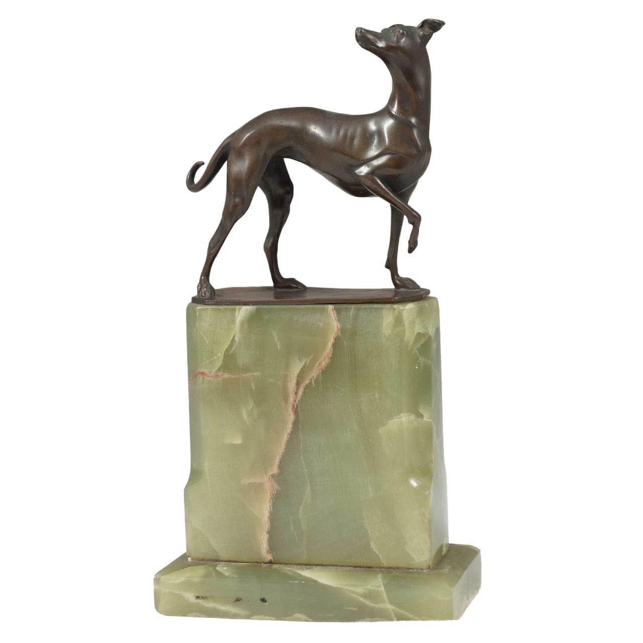 Greyhound Bronze Figure on an Onyx Base For Sale