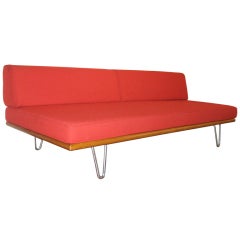 Case Study Day Bed with Brushed Chrome-plated Steel Hairpin Legs
