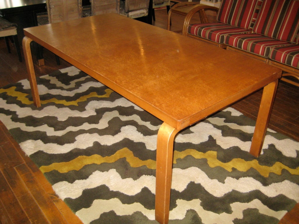 Striking Alvar Aalto dining table, has original finish. In good shape. A stunning, simple piece!