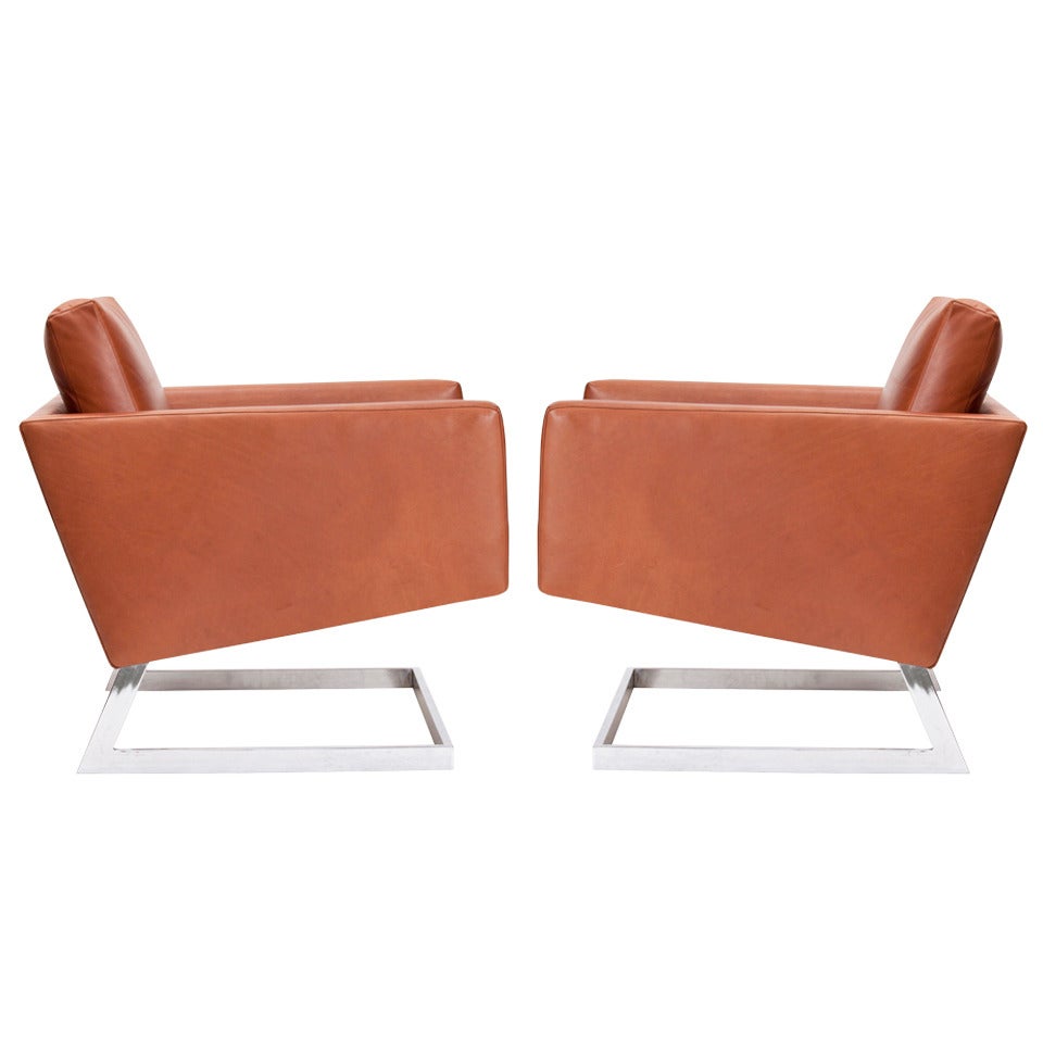 Pair of Cantilevered Modernist Armchairs