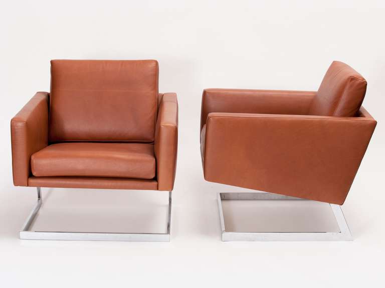 American Pair of Cantilevered Modernist Armchairs